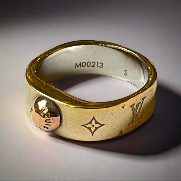 ✨LOW START✨Louis Vuitton Nanogram Two Tone Metal Ring S - Picture 1 of 12